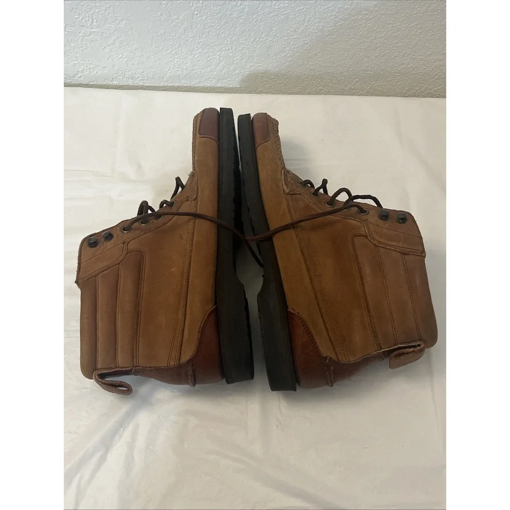 Lands End Chukka Boots Mens Brown 10.5D Leather Lace Up Business Casual Moc Toe